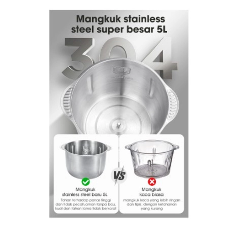 Product image UTAMAMEGA - Samono Food Chopper SW-C500 Mangkuk Stainless 5 Liter Type SW-C500