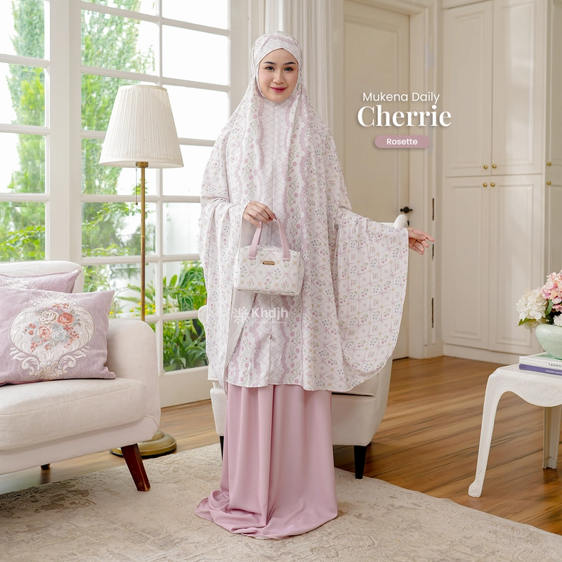 Product image KhadijahLabel - Mukena Daily Dewasa Jumbo Premium 2 in 1 Motif Terbaru Cherrie Jumbo Rossete