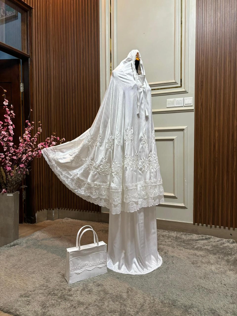 Product image SRIAYU COLLECTION - Mukena Khaluna Bordir Bunga ALLSIZE Putih