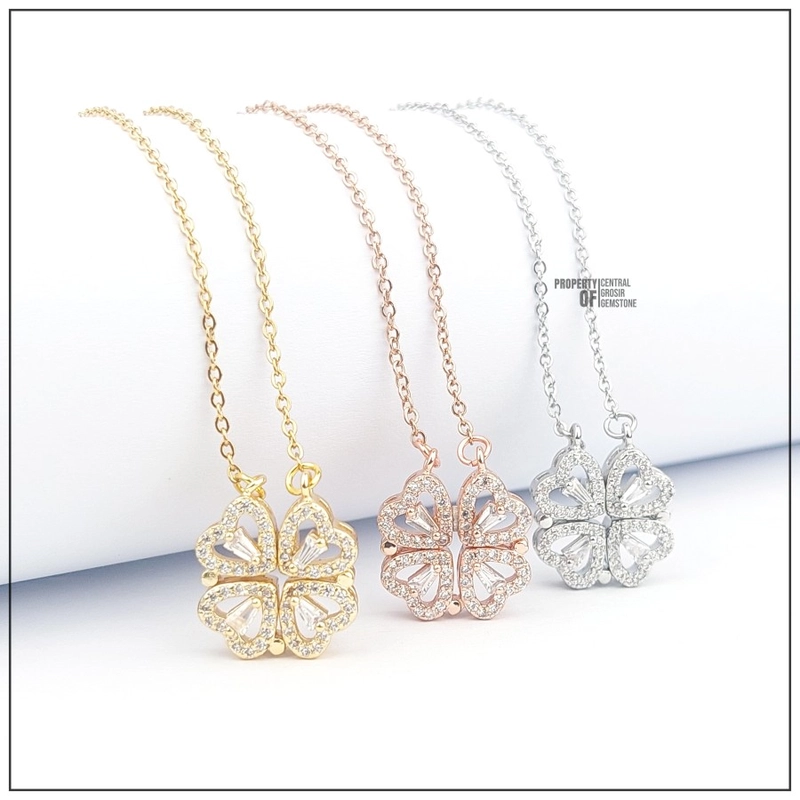 Product image CENTRAL GROSIR GEMSTONE - Kalung Liontin Titanium Love Hati Necklace Pendant Heart Wanita 45cm Gold