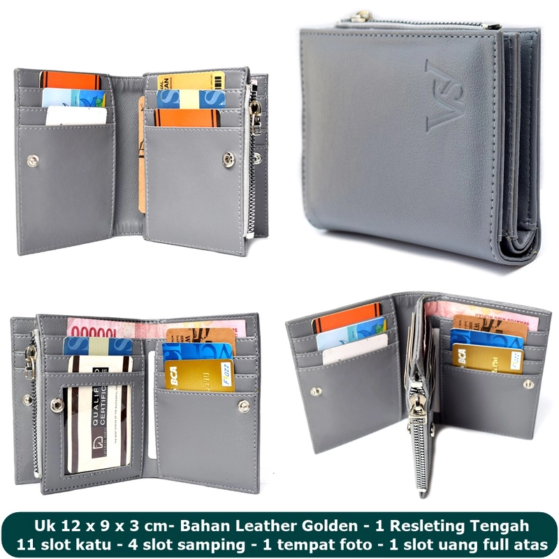Product image Lanc Fashion - Dompet Kasual Kartu Pria Flip Zipter Stand Resleting Leather WARNA GREY
