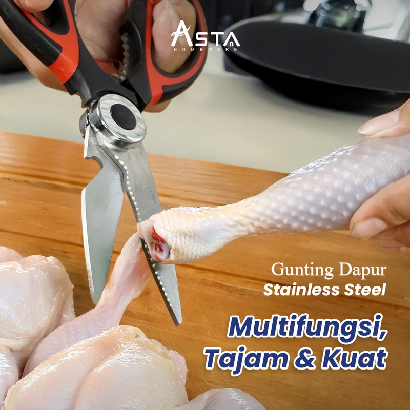 Product image Asta Homeware Official - Asta Gunting Dapur Sebaguna Multfungsi Gunting Daging Ayam Sayur Kain Kardus Kitchen Scissors Variasi Gunting Dapur 01C