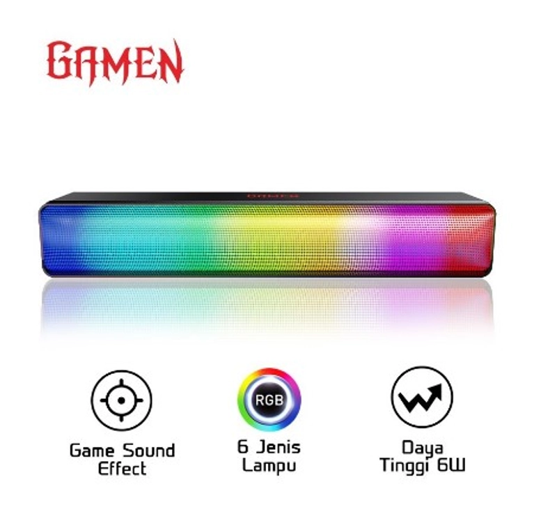 Product image UTAMAMEGA - Speaker Gamen GS8 Soundbar Gaming RGB Light Bass Komputer Laptop Type GS8