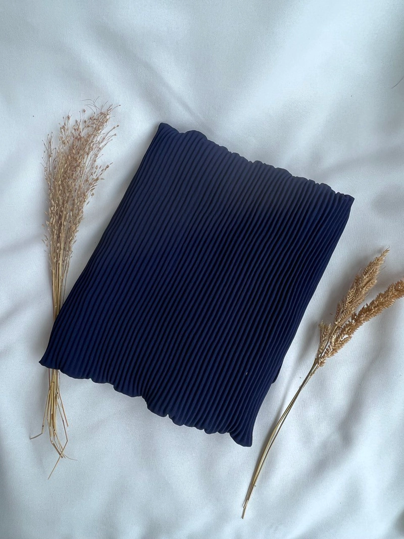 Product image Pashmina Plisket Instan 180cm x 75cm Navy