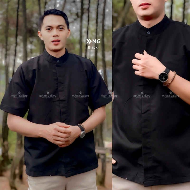 Product image [CUCI GUDANG] Baju Koko Kemeja Adnan Kemko Casual Daily (Premium Quality) S Black