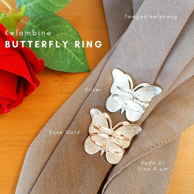 Product image Kelambine - Butterfly Ring Brooch Bros Cincin Kupu kupu Butterfly Ring 01 Rose Gold