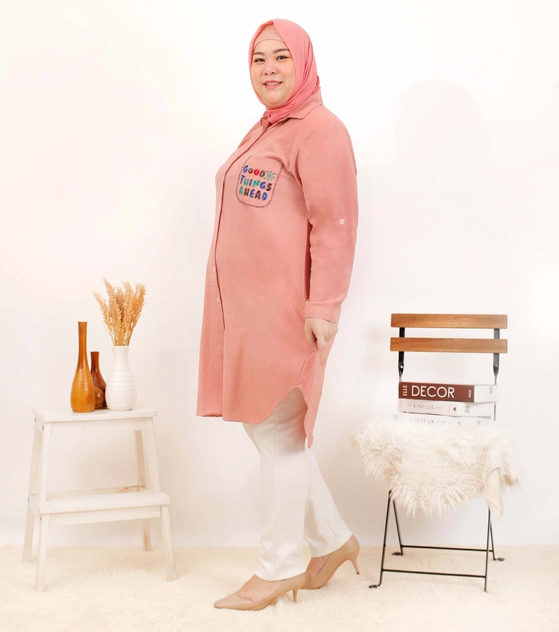 Product image Giat Makmur [TA] - Tunik Jumbo katun Linen Premium Jumbo Peach