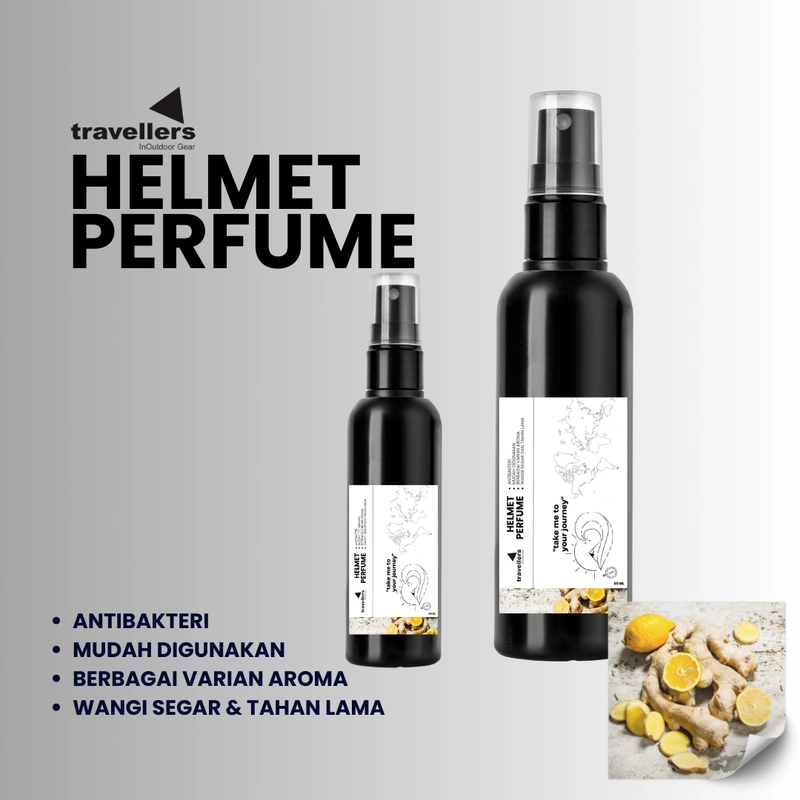Product image Travellers - Spray Deo Parfum Helm Penyegar Pewangi Pengharum Penghilang Bau Anti Bacterial 60 ml Aroma Lemon