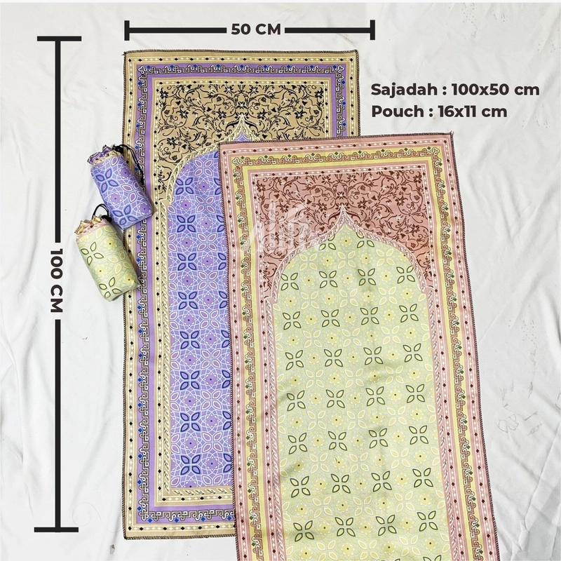 Product image Alifa Sajadah Shop - Sajadah Travel Kashmir Free Zipper Souvenir Sajadah 90 gram Zipper + Tasbih