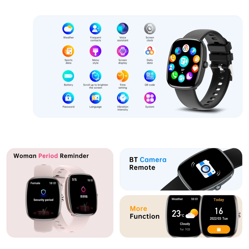 Product image Mitimes - Mitimes Smart Watch S5 Bluetooth Phone Call 1.83 Inch Black