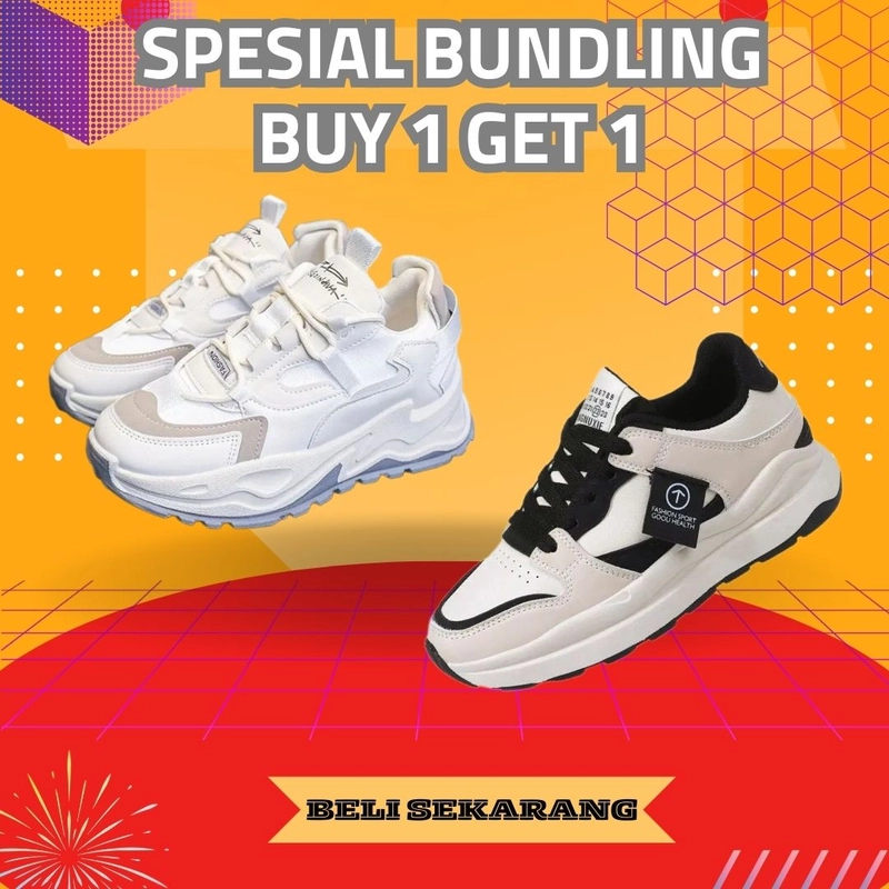 Product image Koekita - Paket Bundling Buy 1 Get 1 Sepatu Kets Sneakers Wanita JN-04 & GM-218 41 CREAM & HITAM