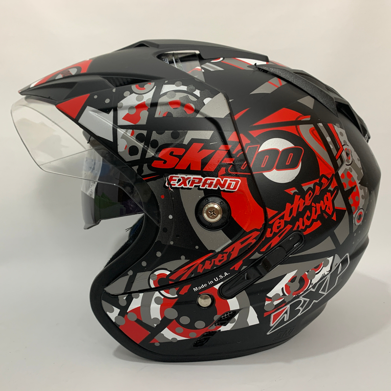 Product image Helm JP7 Skidoo Merah Doff- Double Visor (Kaca Clear & Smoke) Helm SNI Helem Dewasa L Skidoo Merah Doff