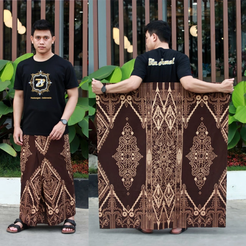 Product image Batik Alfin - Sarung batik pria uk dewasa motif busur bagus banget Sarung Coklat