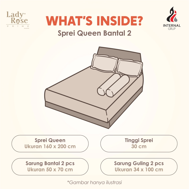 Product image LADY ROSE OFFICIAL - Lady Rose Prime Sprei Melba 160x200x30 Queen Bantal 2