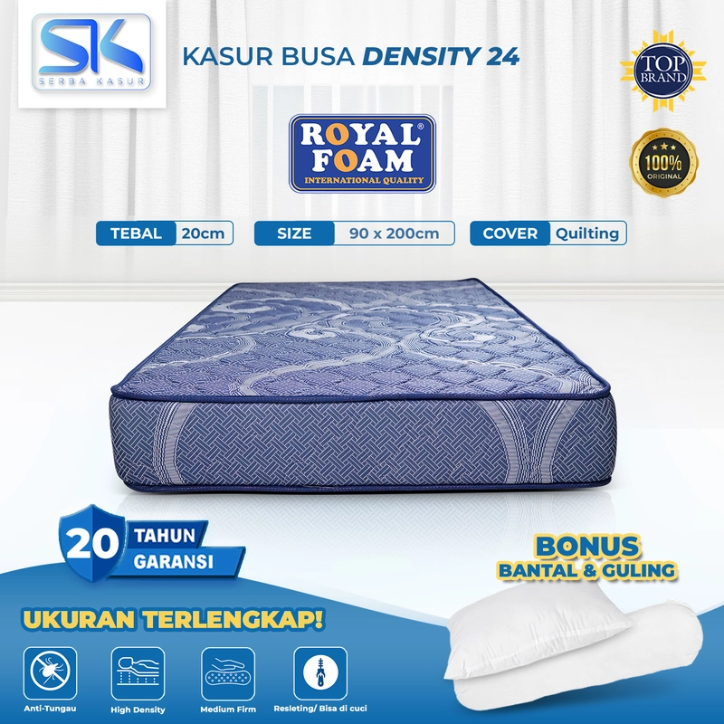 Product image SERBA KASUR - Kasur Busa ROYAL FOAM Cover Quilting Density 22 Tebal 20 Garansi 15 Tahun 200x80x20 Random