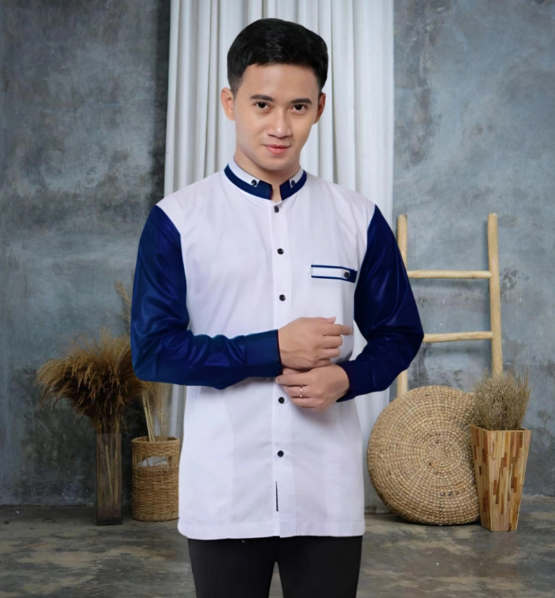 Product image Batik Mafaza - Baju koko pria dewasa simpel terbaru lengan panjang motif scoder navy M Scoder navy