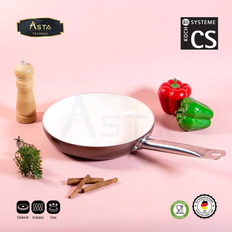 Product image Asta Premium Wok Pan Anti Lengket Ceramic Coating CS Kochsysteme German Premium Ukuran Fry pan 24 cm