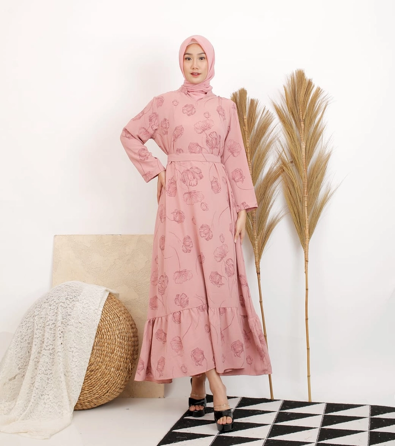 Product image Syahrinda [TA] - Gamis Panjang Wanita Premium Allsize fit to 2L Zarameca Dress Muslim Allsize Salmon Sorbet