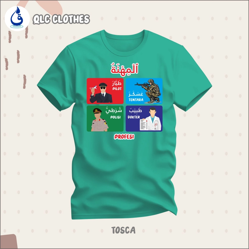 Product image QLC Clothes - Kaos Anak Edukasi Kosakata Bahasa Arab Motif Profesi Series M (3-4th) Tosca