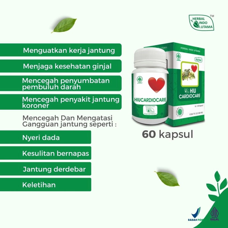 Product image Herbal Indo Utama - CARDIOCARE Membantu menguatkan kinerja jantung dan memperlancar peredaran darah 60 Kapsul Kapsul Serbuk