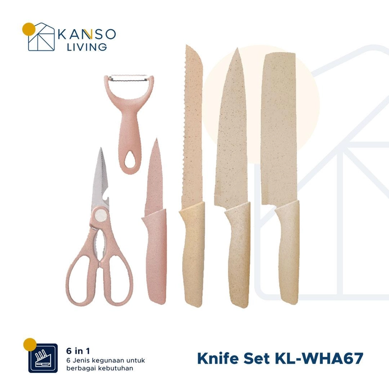 Product image Kanso Living - Kanso Living Knife Set Pisau Set Dapur 6 in 1 isi 6pcs Stainless Steel 600 1 Set