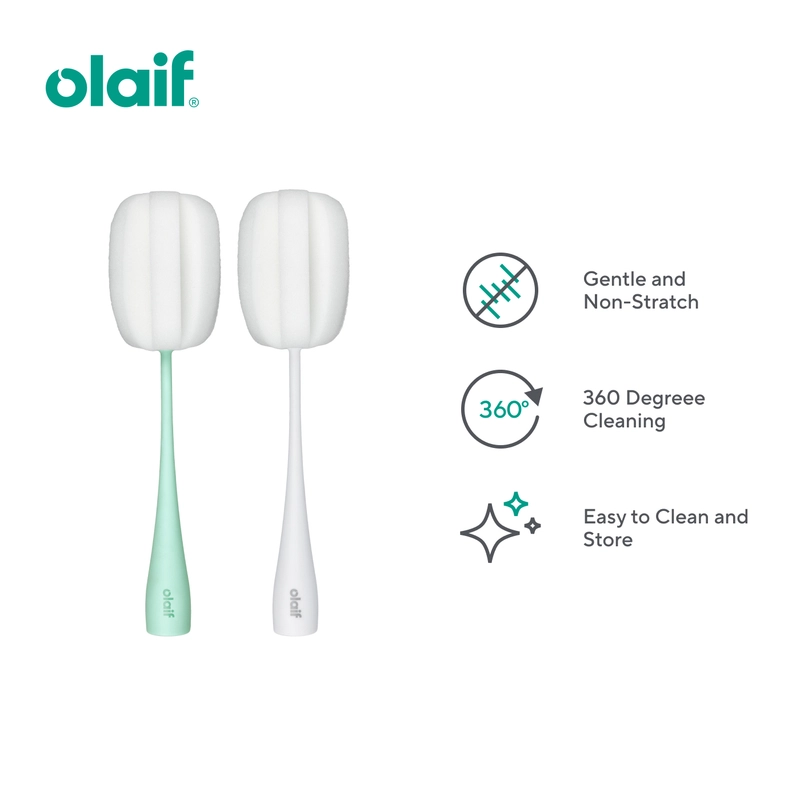 Product image Olaif Bottle Cleaning Sponge - Sikat Spons Pembersih Botol / Gelas / Tongkat Pembersih Botol Warna Hijau