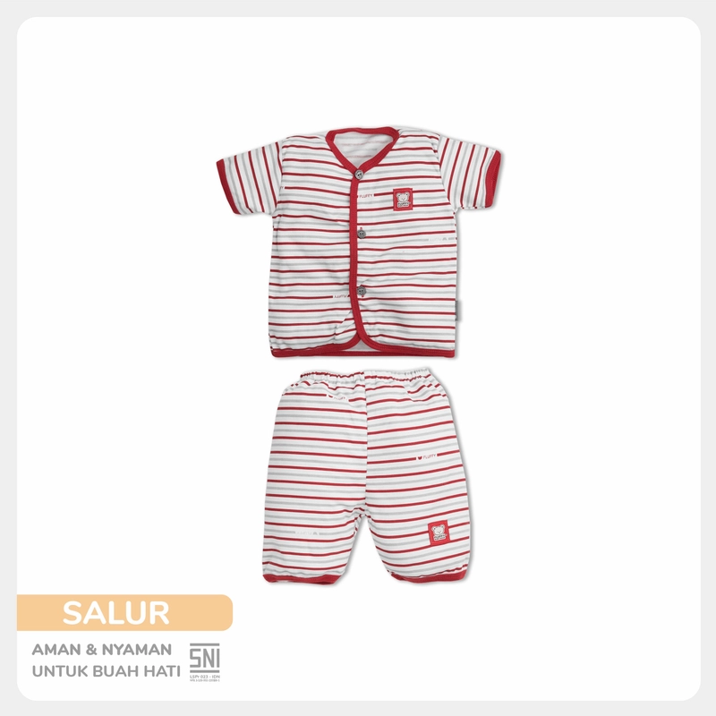 Product image FLUFFY - FLUFFY Setelan Baju Pendek Pendek BOLD (Isi 3Psng) SBD3SB RED SML S (3-6BLN) 5-7KG SBD3SB-RED-S