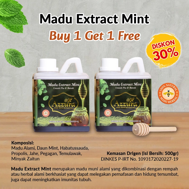 Product image Madu Azzura - Extract Mint 500gr (Buy 1 Get 1) 500gr Madu