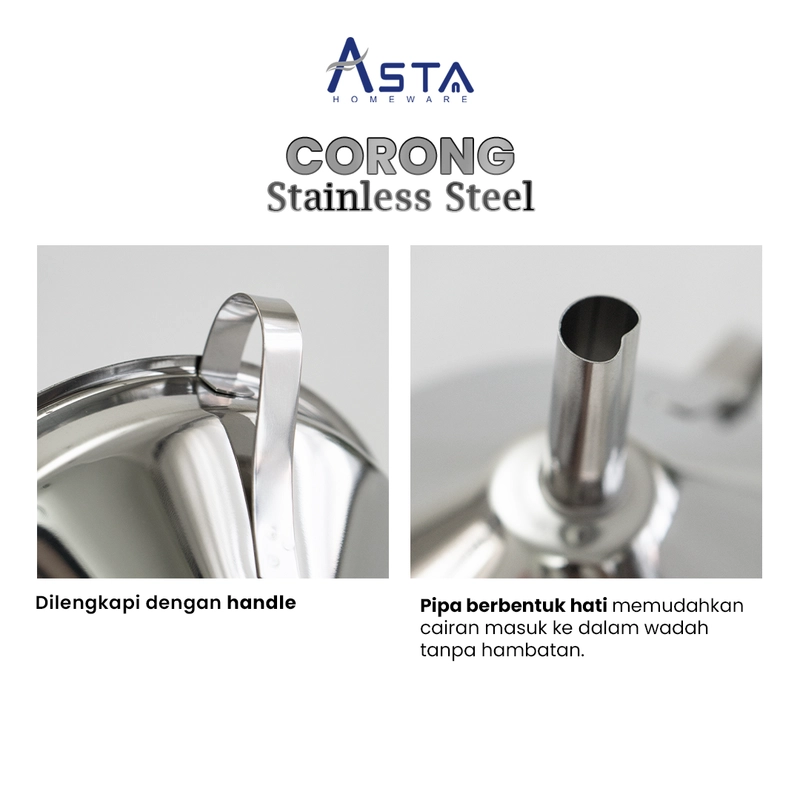 Product image Asta Homeware Official - Asta Corong Stainless Gagang Tuang Minyak Kuah Serbaguna Tebal Food Grade Size 15 cm