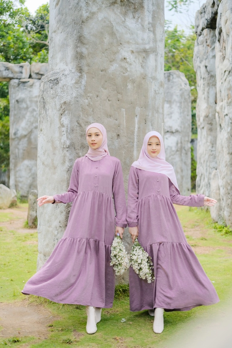Product image Gamis Motif Wanita Dewasa Monella Series S Dust Mauve