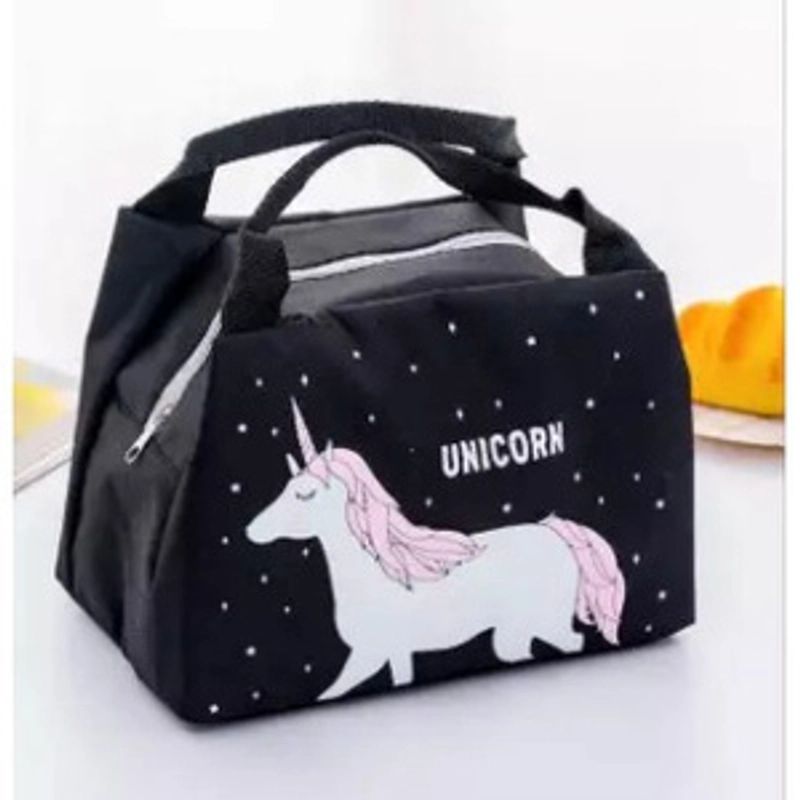 Product image KAHASIL - Tas Bekal Lunch Bag Tempat Penyimpanan Makanan Anak Sekolah Karakter KMJ248 UNICORN-HITAM