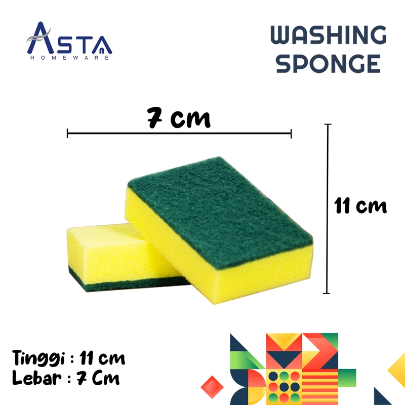 Product image Asta Spons Cuci Piring Washing Sponge Busa Banyak Isi 6 pcs Jenis Spons Kuning