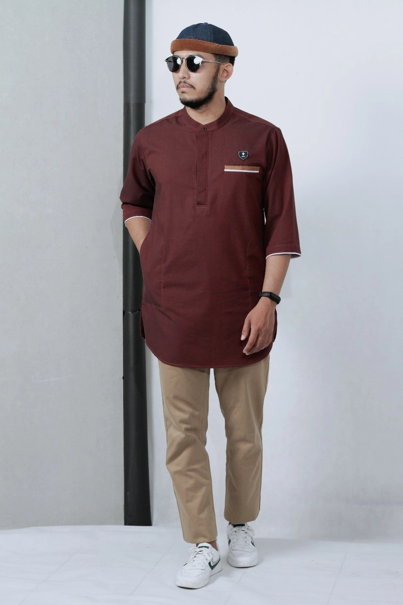 Product image Ibtihal id - KOKO KURTA LENGAN 3/4 BAHAN STANDFORD BUNGLON BERKUALITAS UKUTAN M L XL XL MAROON