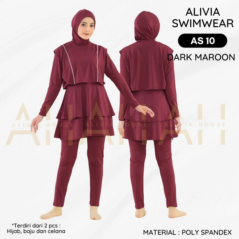 Product image Alivia House - ALIVIA SWIMWEAR 10 Baju Renang Muslimah Baju renang wanita Pakaian Renang Wanita S Dark Maroon