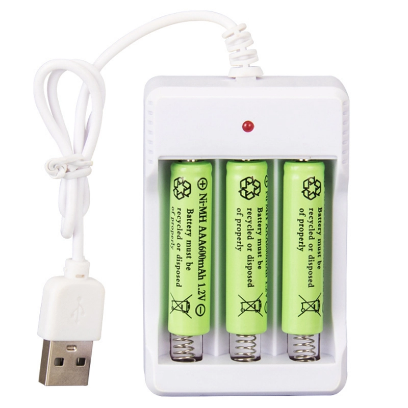 Product image KAHASIL - Desktop Charger Baterai Isi Ulang 3 Slot A2 A3 Rechargeable Kabel USB Casan Adaptor KMJ153 RANDOM