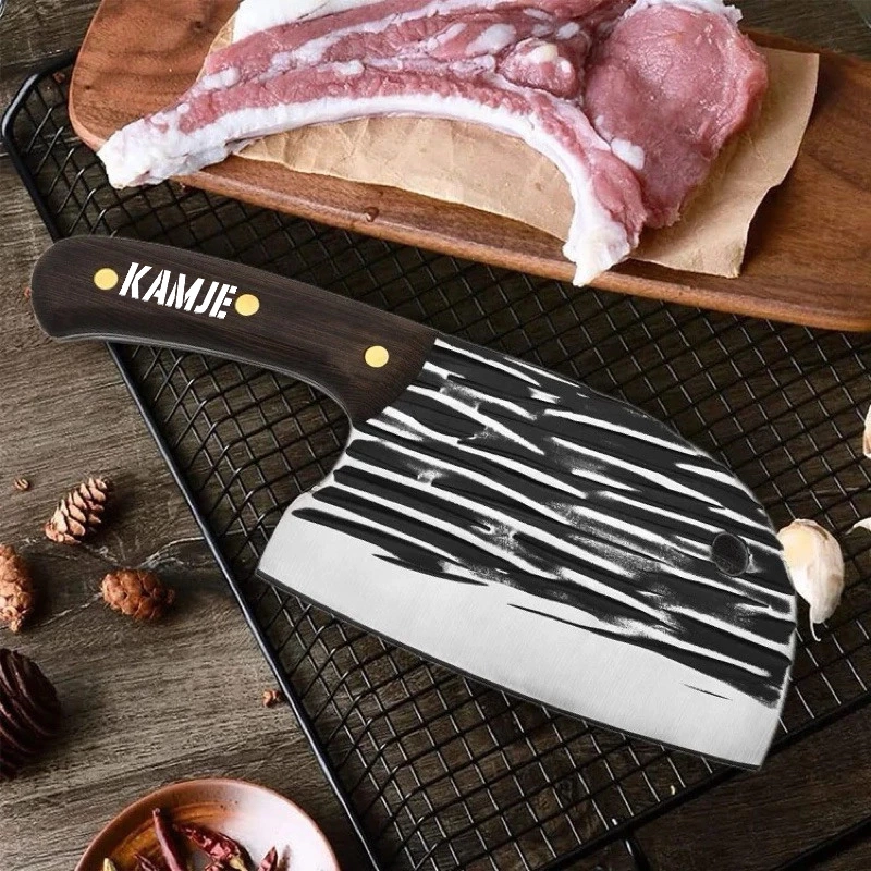 Product image KAMJE Pisau Dapur Daging Super Tajam Baja Anti Karat Stainless KMJ049 25 X 9.5 CM HITAM