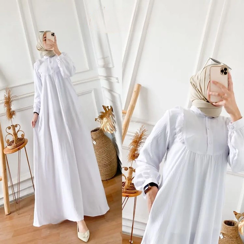 Product image diesa - Gamis Dress Moana Maxy Bahan Crinkle Premium L Putih