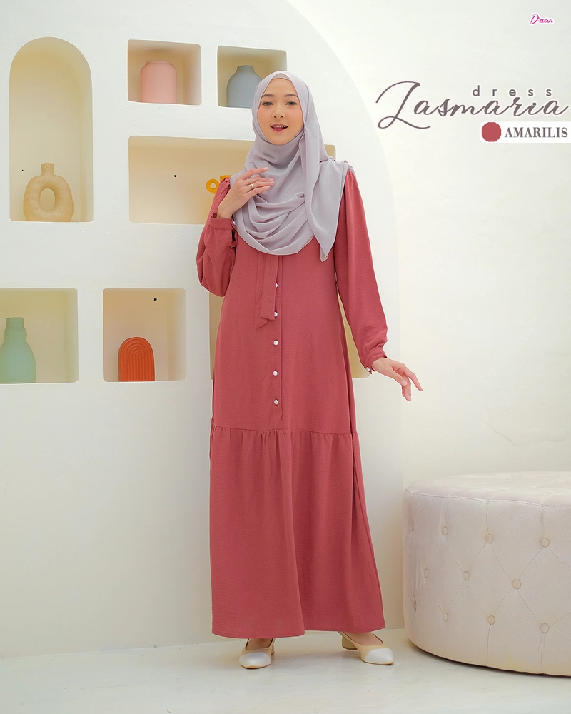 Product image Dzeera - LASMARIA DRESS / gamis polos crincle airflow S AMARILIS