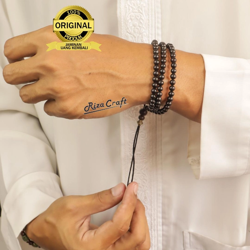 Product image Riza Craft - Kalung Tasbih Kayu Kokka Kaukah Kokkah Hitam Kecil 99 Butir ASLI Turki Arab Mesir Pria Wanita S Hitam