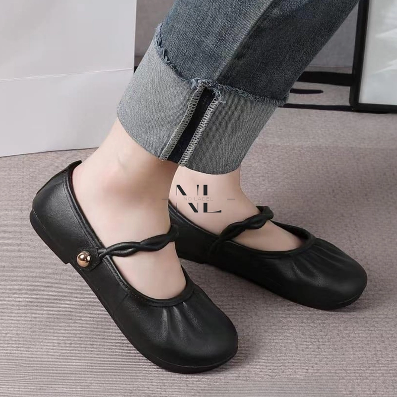 Product image NO LABEL - Sepatu Flatshoes Wanita Karet Jelly (NL55) 36-37 Hitam