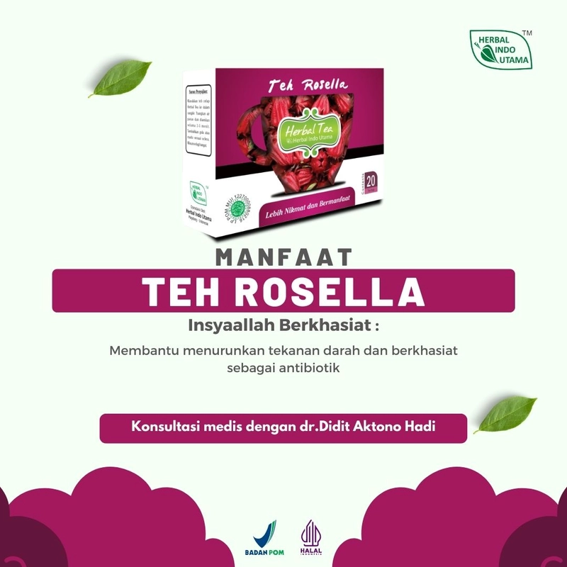 Product image Herbal Indo Utama - Teh Rosella Teh Herbal Antioksidan Anti Kanker isi 20 Kantung 20 Sachet Teh Herbal