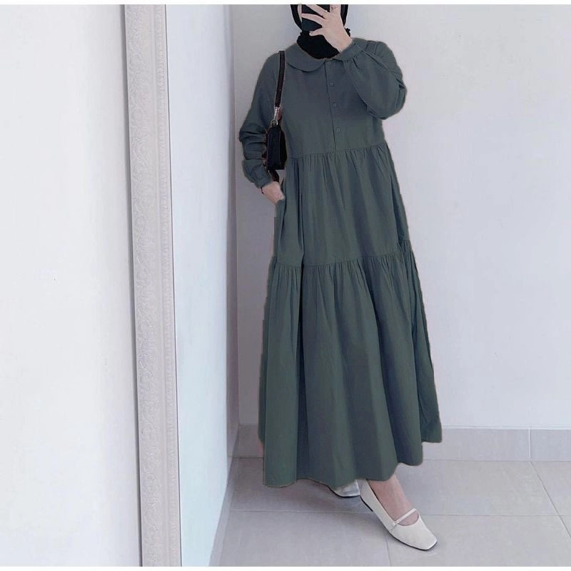 Product image [JL] MEQA DAILY - Gamis Luna Midi Dress Fashion Wanita Allsize Navy