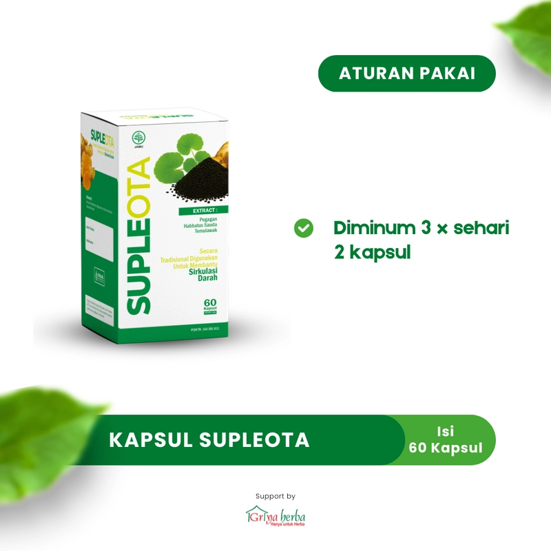 Product image Griya Herba - Supleota Obat Herbal Membantu Melancarkan Sirkulasi Darah Suplemen Otak 60 Kapsul BPOM 110 gram Original