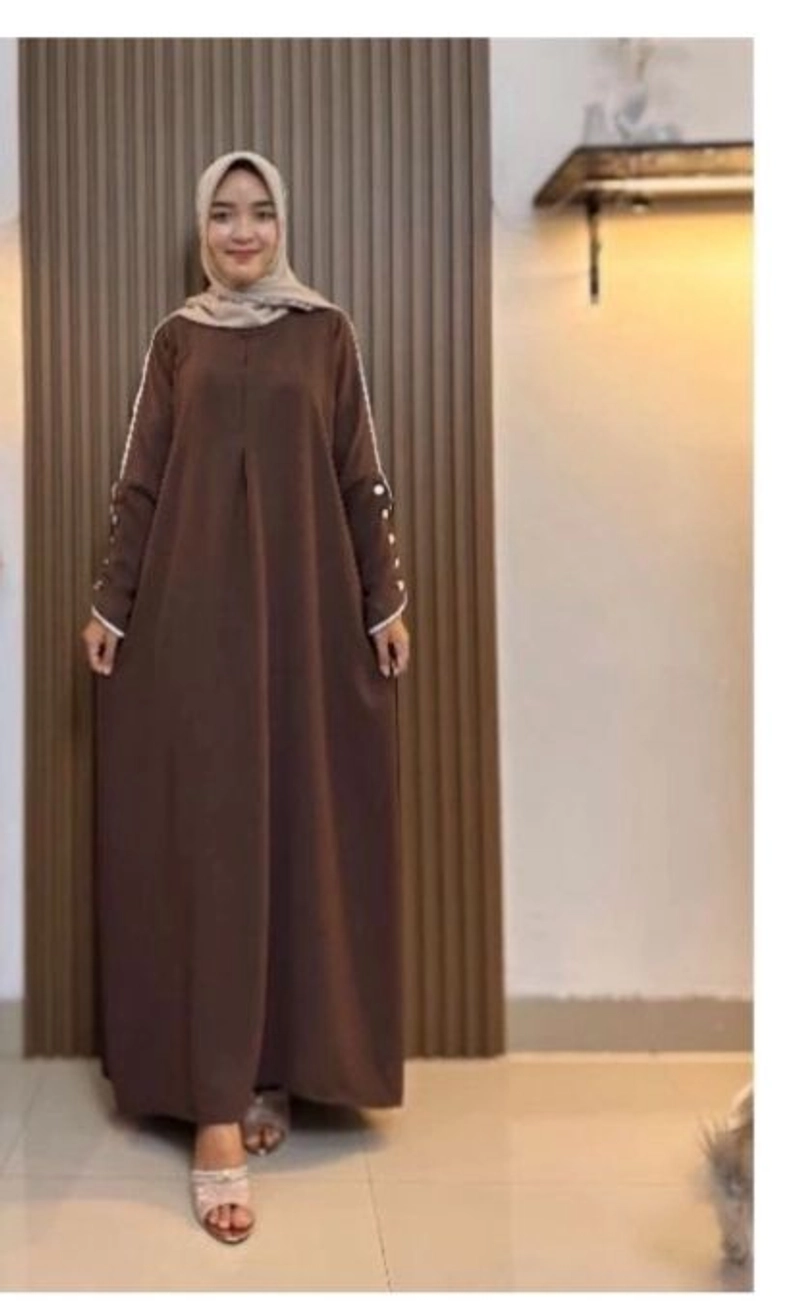 Product image MEQA DAILY - MEGA DAILY - Abaya Habibah Dress Gamis Wanita Bahan Hyget Super Dark Choco
