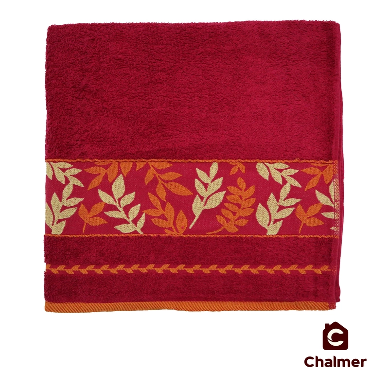 Product image Handuk Mandi Chalmer 70x135 Motif Leafy Handuk Mandi Dewasa Ukuran Besar 70 X 135 Cm Marun