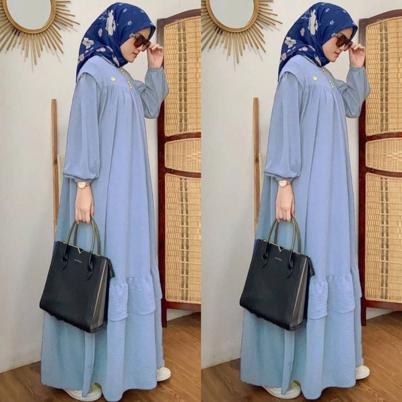 Product image Khisna collection - Gamis wanita dewasa payung bawah Allsize Abu