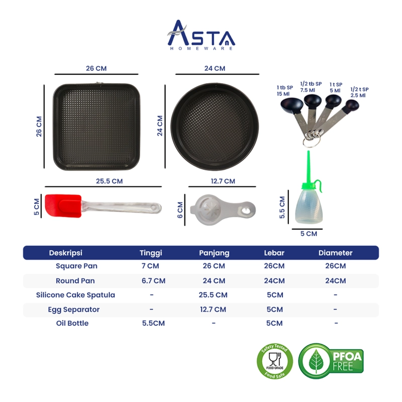 Product image Asta Loyang Kue Set Cetakan Bakeware 6 in 1 Warna Grey