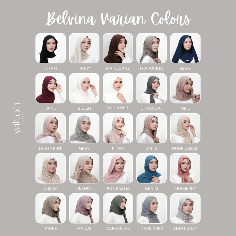 Product image Sakura Baru X Willofi - Paket Hemat 3 PCS Hijab Pashmina Instan Belvina Kerudung Pashmina Musl All Size Warna Random