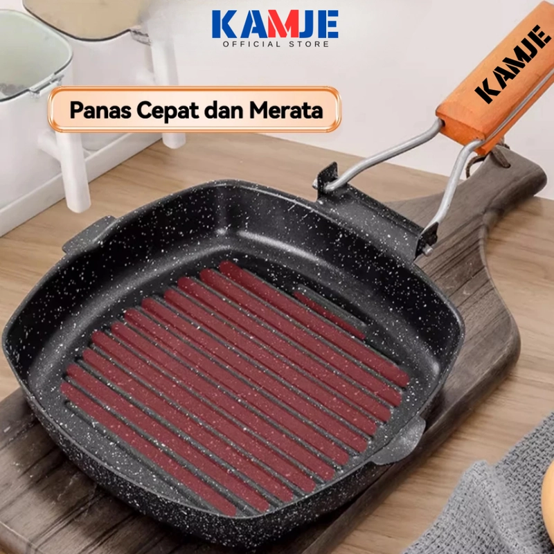 Product image KAMJE Grill Pan Panggangan Panci Wajan Anti Lengket Teflon Panggang Pemanggang BBQ Serbaguna KMJ060 all variant all variant