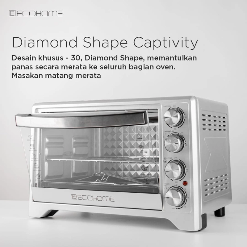 Product image Oven Ecohome Dengan Kapasitas 38Liter Diamond Shape Captivity Type EOP-888